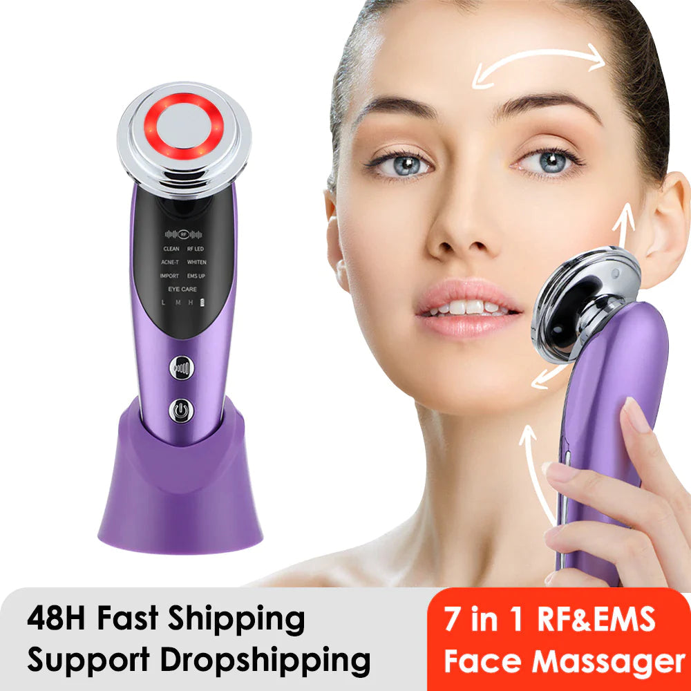 7 in 1 Face Lift Devices EMS RF Microcurrent Skin Rejuvenation Facial Massager Light Therapy anti Aging Wrinkle Beauty Apparatus